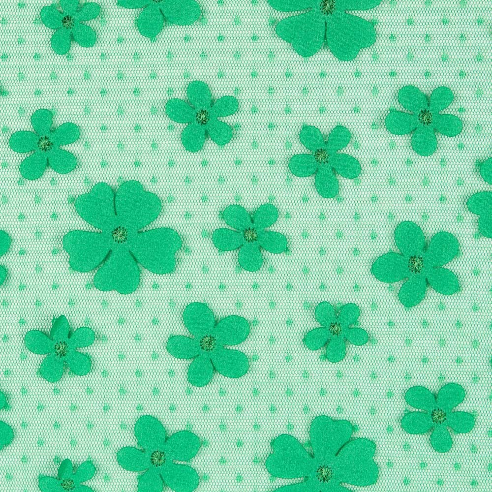 Tule Plissado Flor Verde - Ribes y Casals