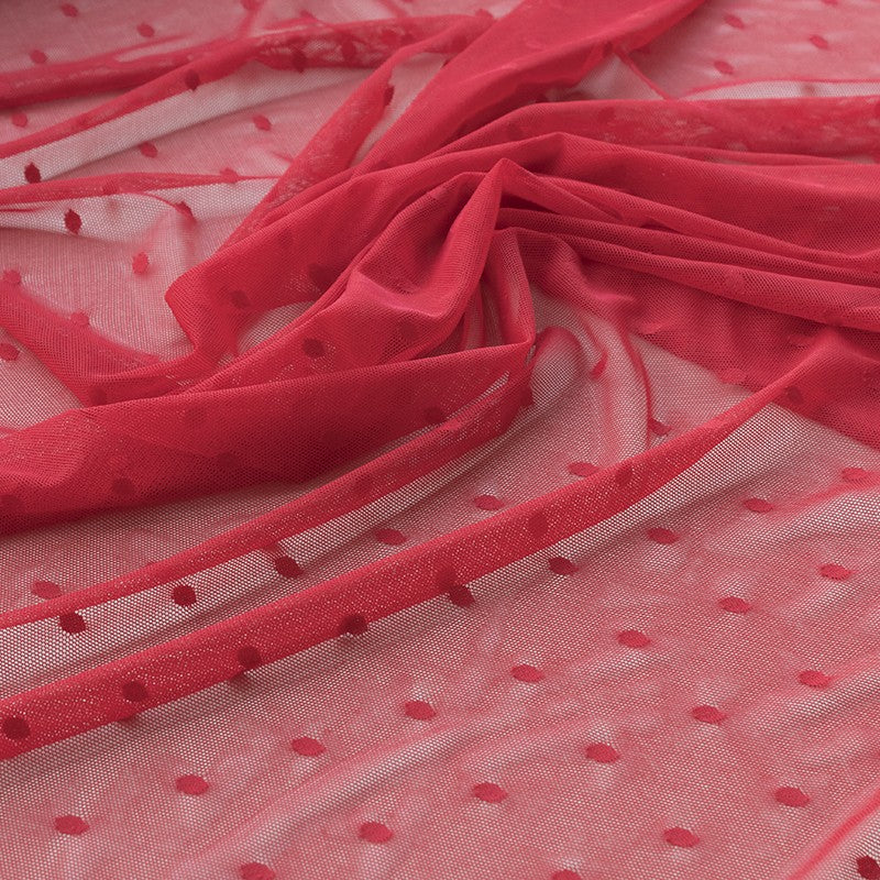 Tule Plumeti Elástico Vermelho - Ribes y Casals