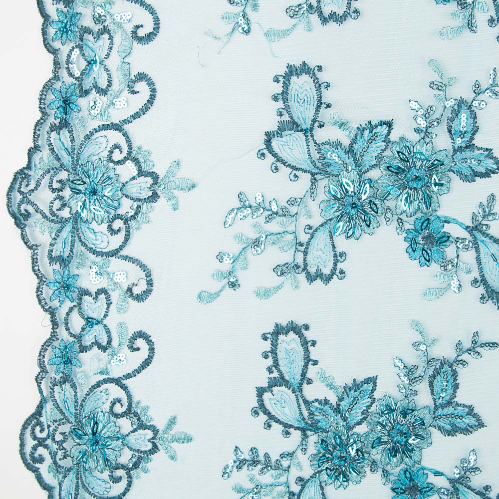 Tule Bordado Aqua - Ribes y Casals