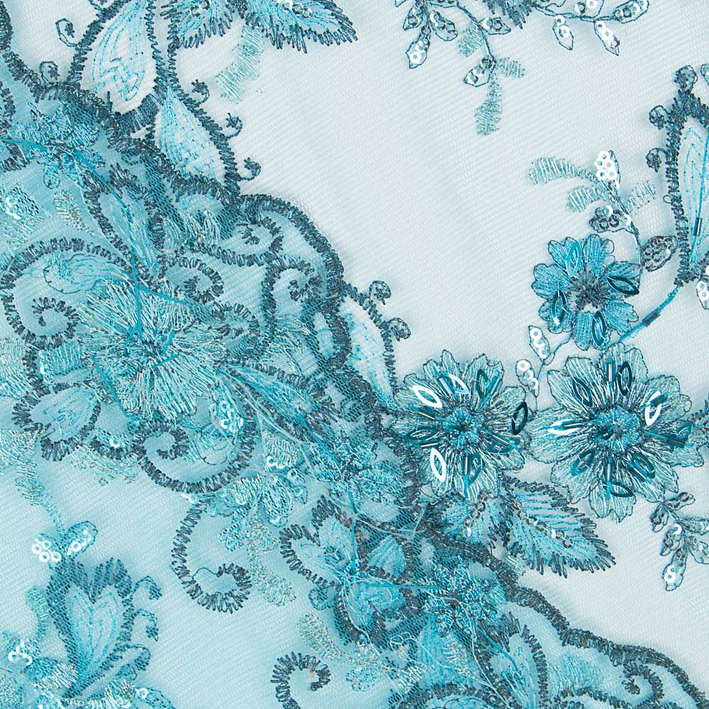 Tule Bordado Aqua - Ribes y Casals