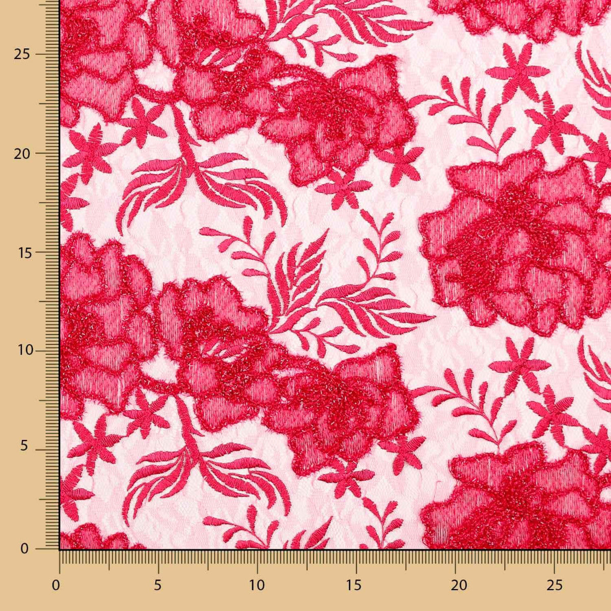 Tule Bordado Flor Fúcsia - Ribes y Casals