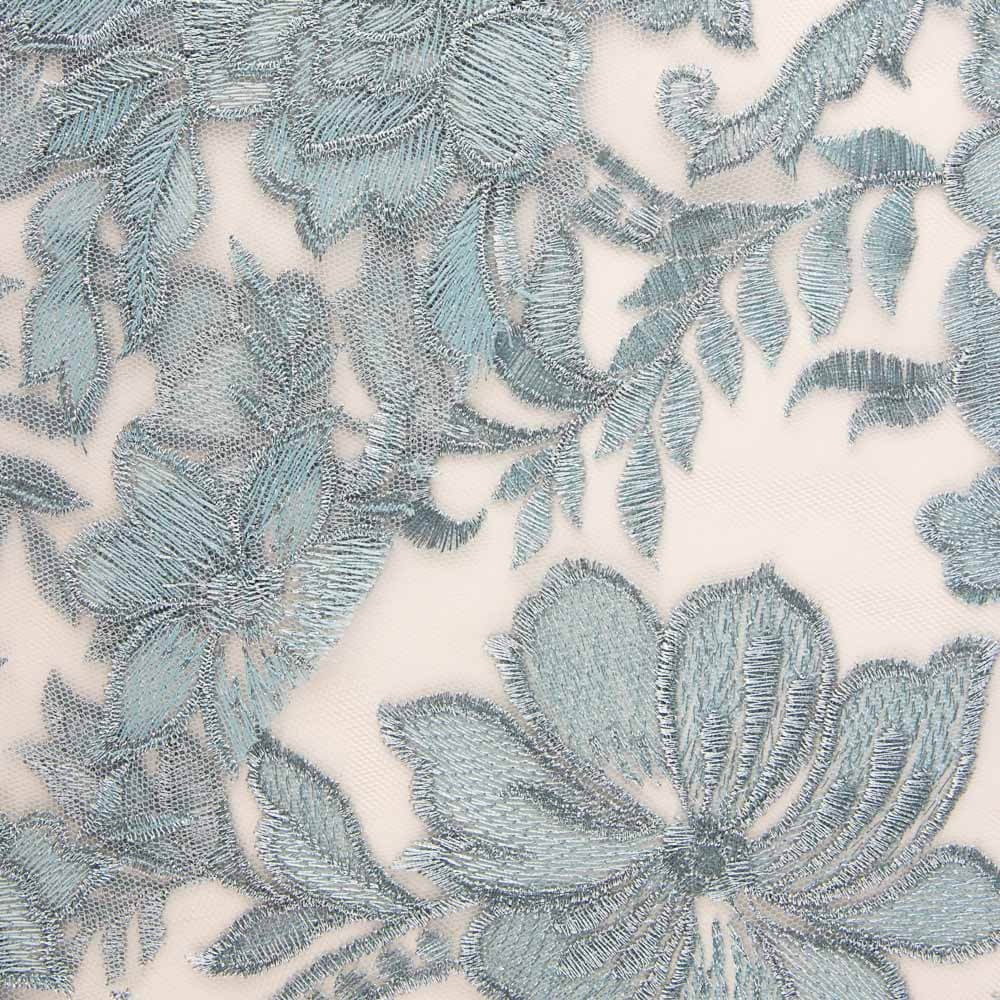 Tule Bordado Flor Porcelana - Ribes y Casals