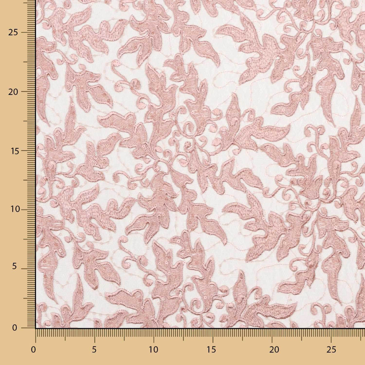 Tule Bordado Flor Rosa Nude - Ribes y Casals