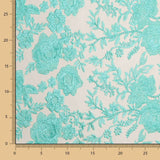 Tule Bordado Flor Verde Menta - Ribes y Casals