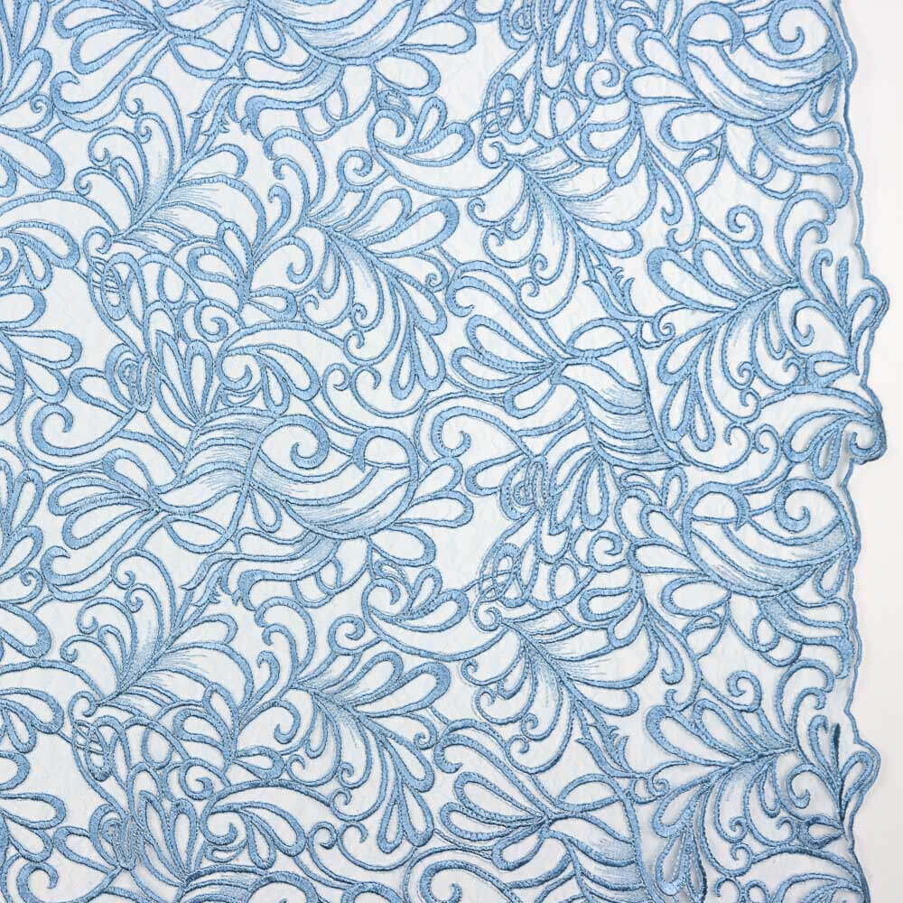 Tule Bordado Geo Azul  Denim - Ribes y Casals