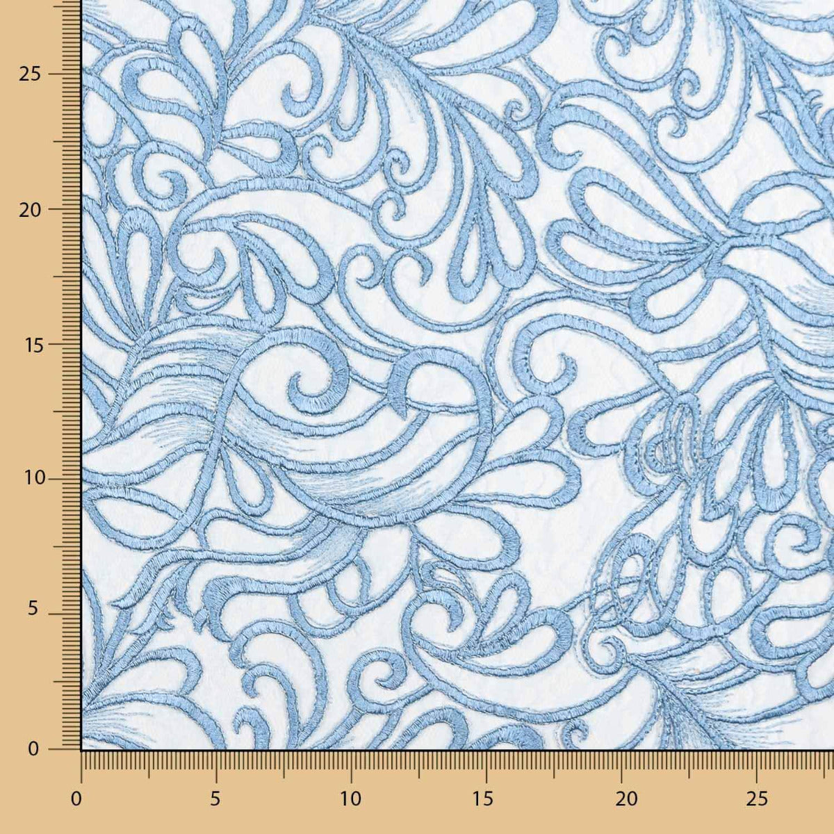 Tule Bordado Geo Azul  Denim - Ribes y Casals