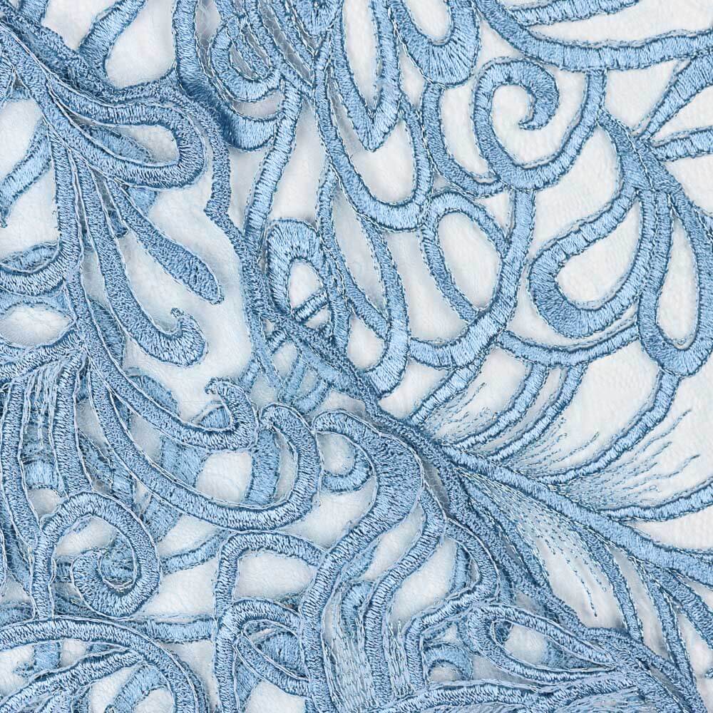 Tule Bordado Geo Azul  Denim - Ribes y Casals