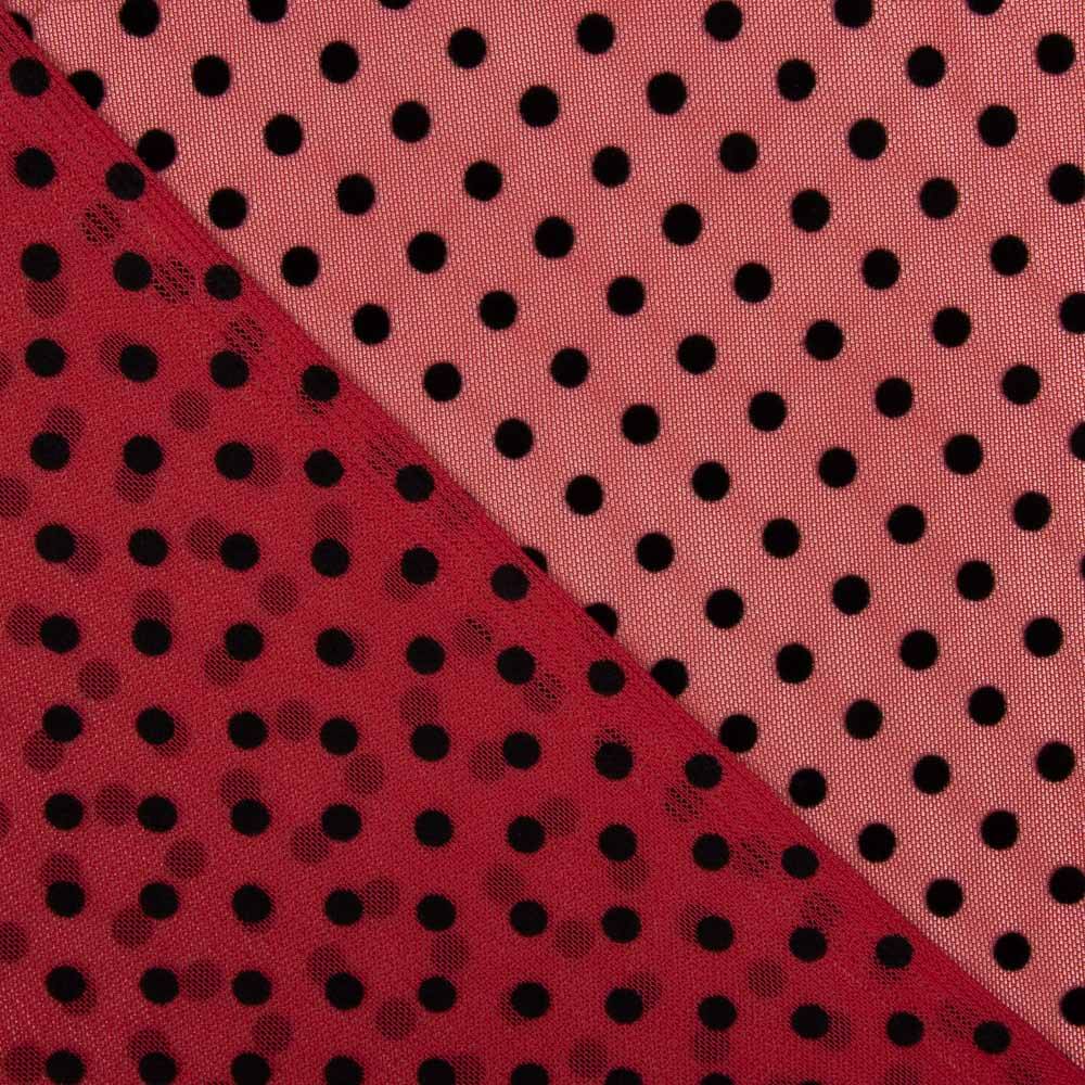 Tule Lycra Flocado Vermelho - Ribes y Casals