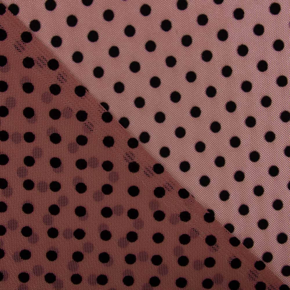 Tule Lycra Flocado Rosa Ruibarbo - Ribes y Casals