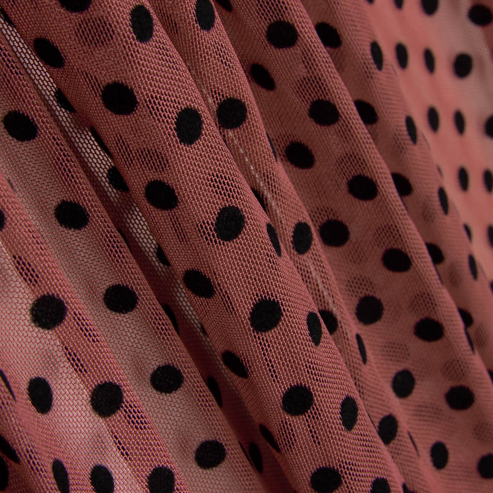 Tule Lycra Flocado Rosa Ruibarbo - Ribes y Casals