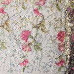 Tule Pedraria Bordado Floral Preto - Ribes y Casals