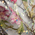 Tule Pedraria Bordado Floral Preto - Ribes y Casals