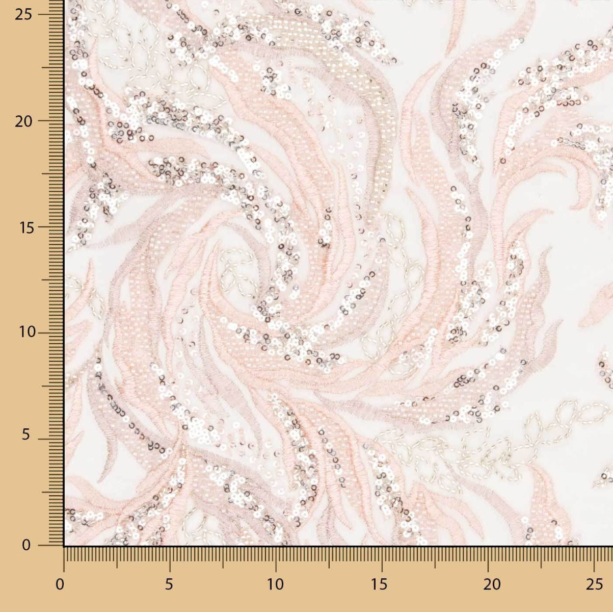 Tule Pedraria Bordado Rosa Claro - Ribes y Casals