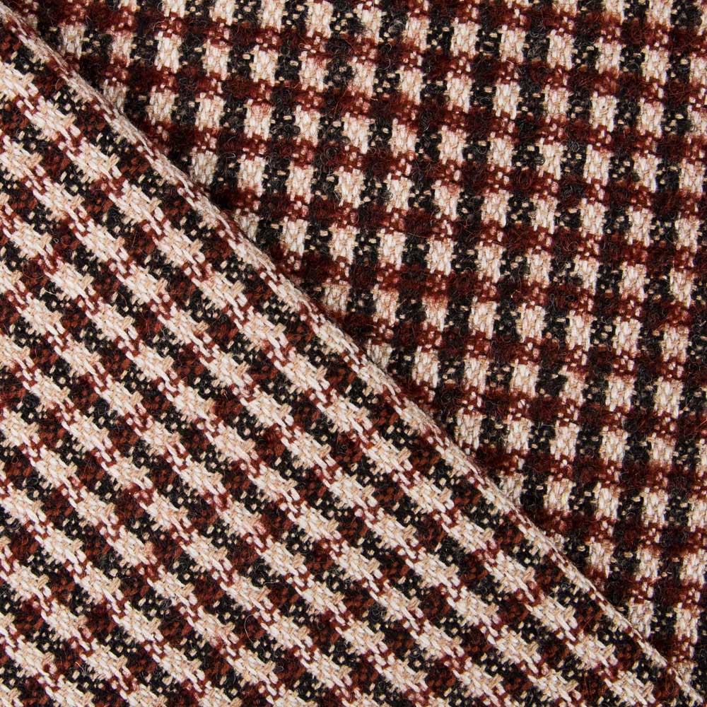 Tweed Lã Xadrez Castanho - Ribes y Casals