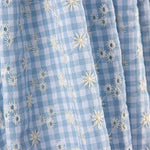 Vichy Bordado Suíço Seersucker Azul - Ribes y Casals