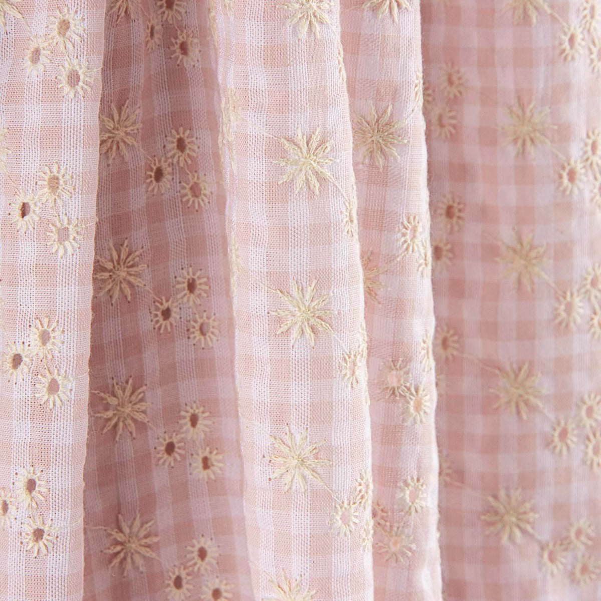 Vichy Bordado Suíço Seersucker Rosa - Ribes y Casals