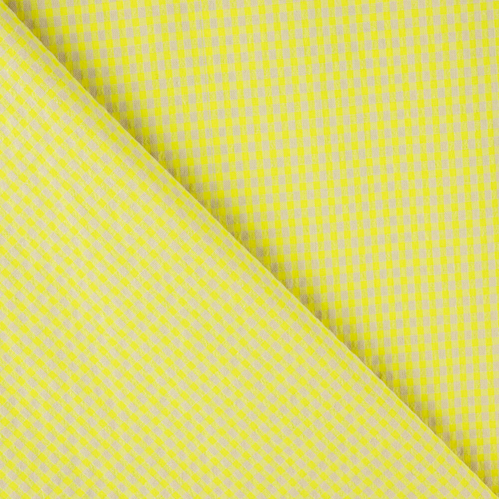 Algodão Seersucker Xadrez Mini Limão - Ribes y Casals