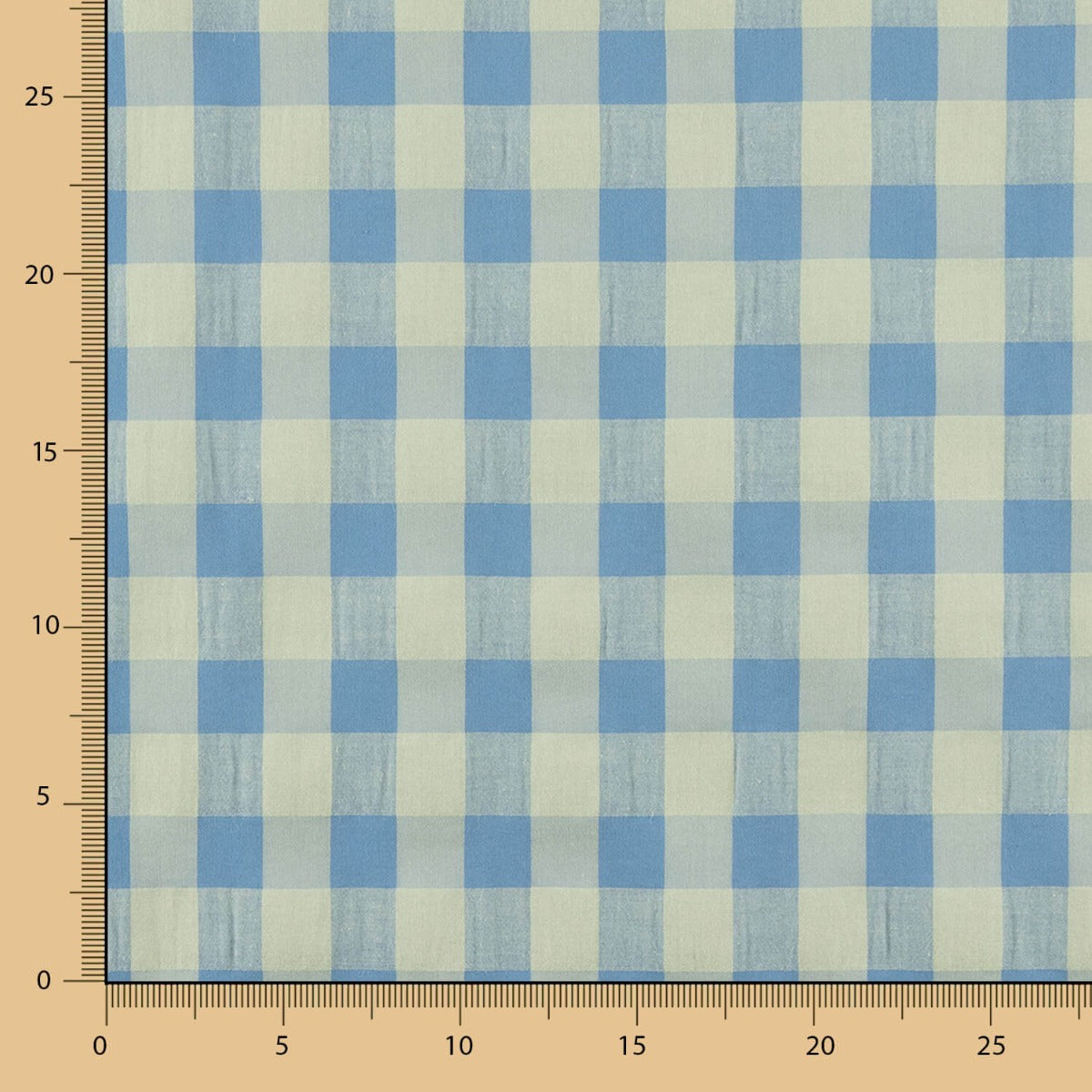 Algodão Seersucker Xadrez Maxi Azul-Verde - Ribes y Casals