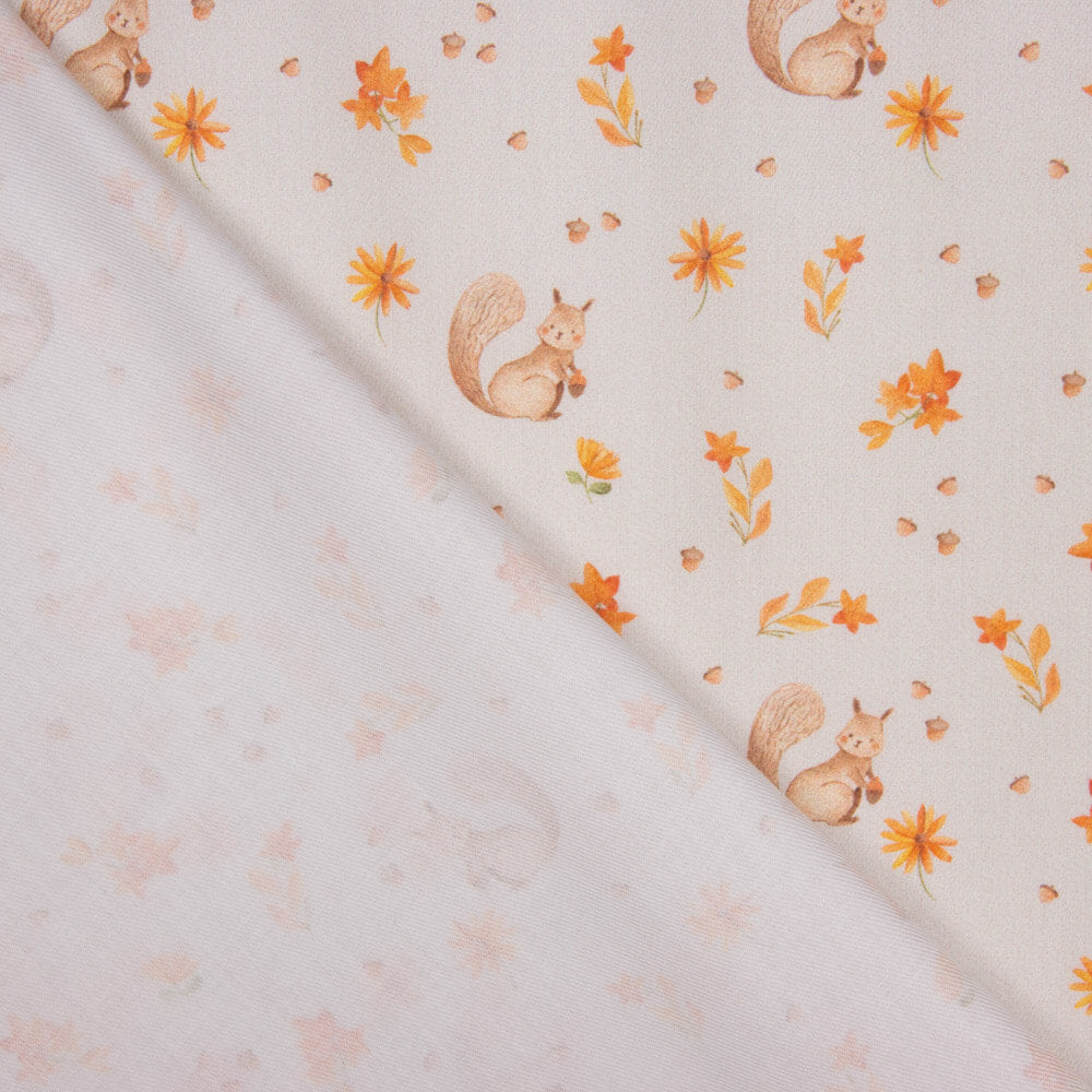 Viyela Algodão Esquilos Pêssego - Ribes y Casals