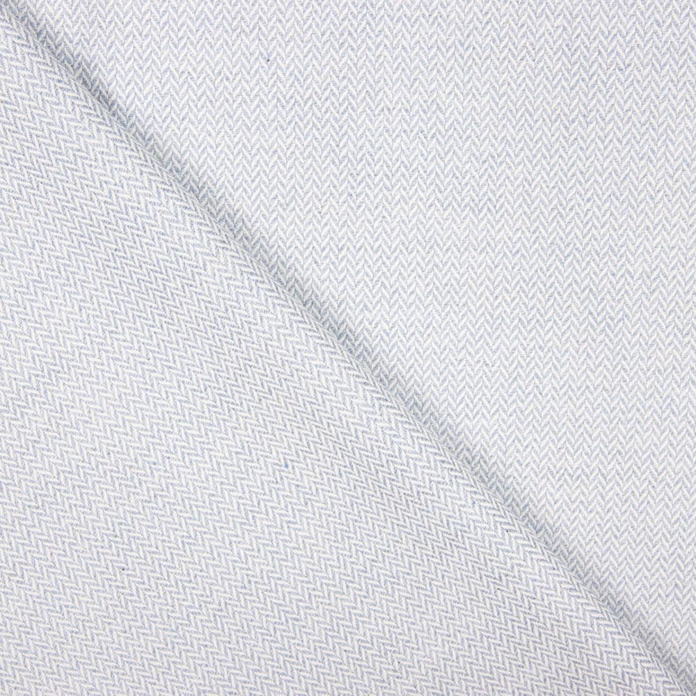 Viyela Algodão Espinha de Peixe Azul Claro - Ribes y Casals