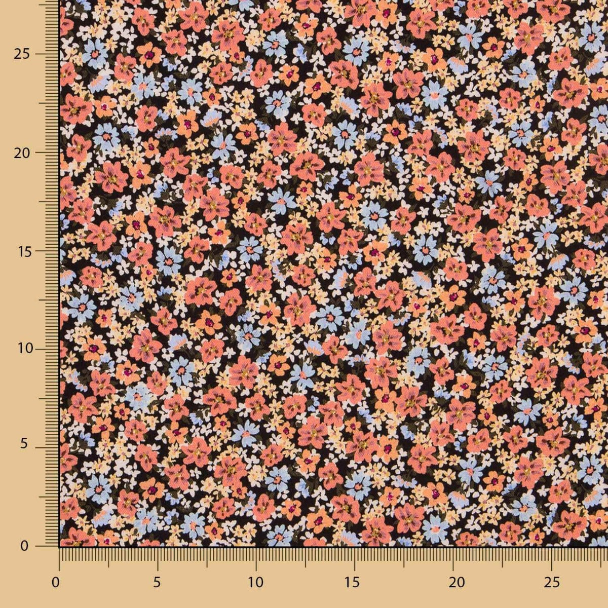 Vaiela Viscose Flores Preto - Ribes y Casals