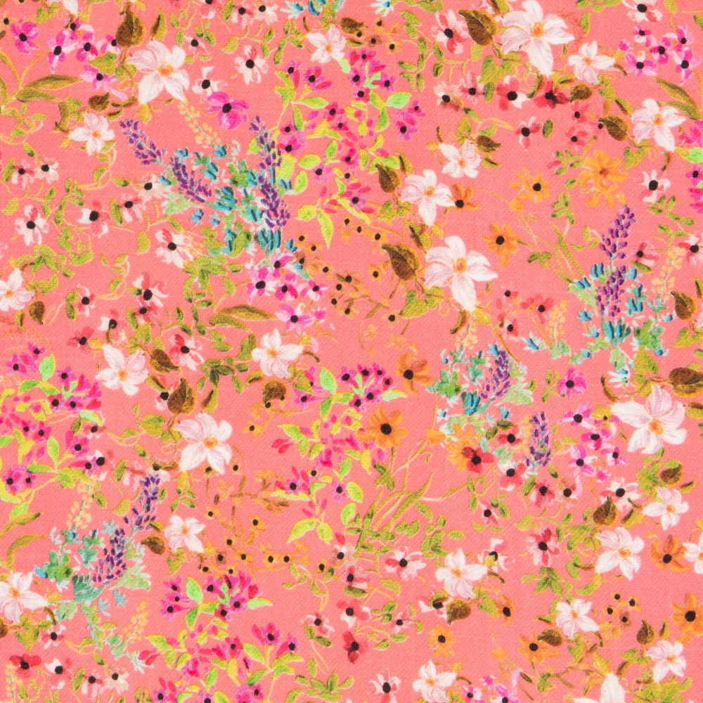 Viscose Faixas Florais Preta - Ribes y Casals