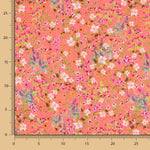 Viscose Faixas Florais Preta - Ribes y Casals