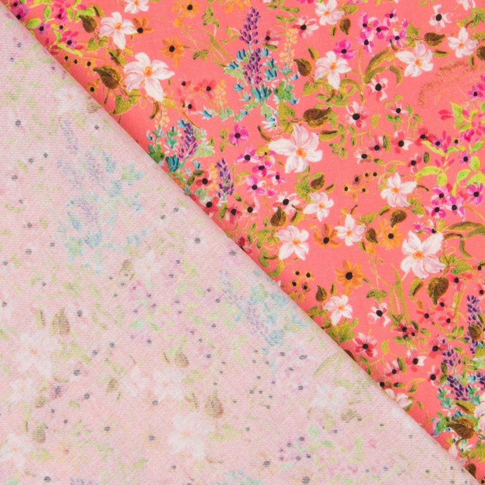 Viscose Faixas Florais Preta - Ribes y Casals