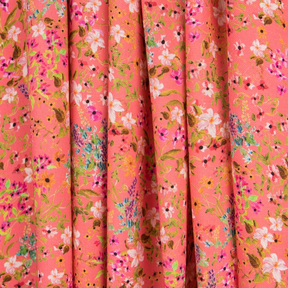 Viscose Faixas Florais Preta - Ribes y Casals