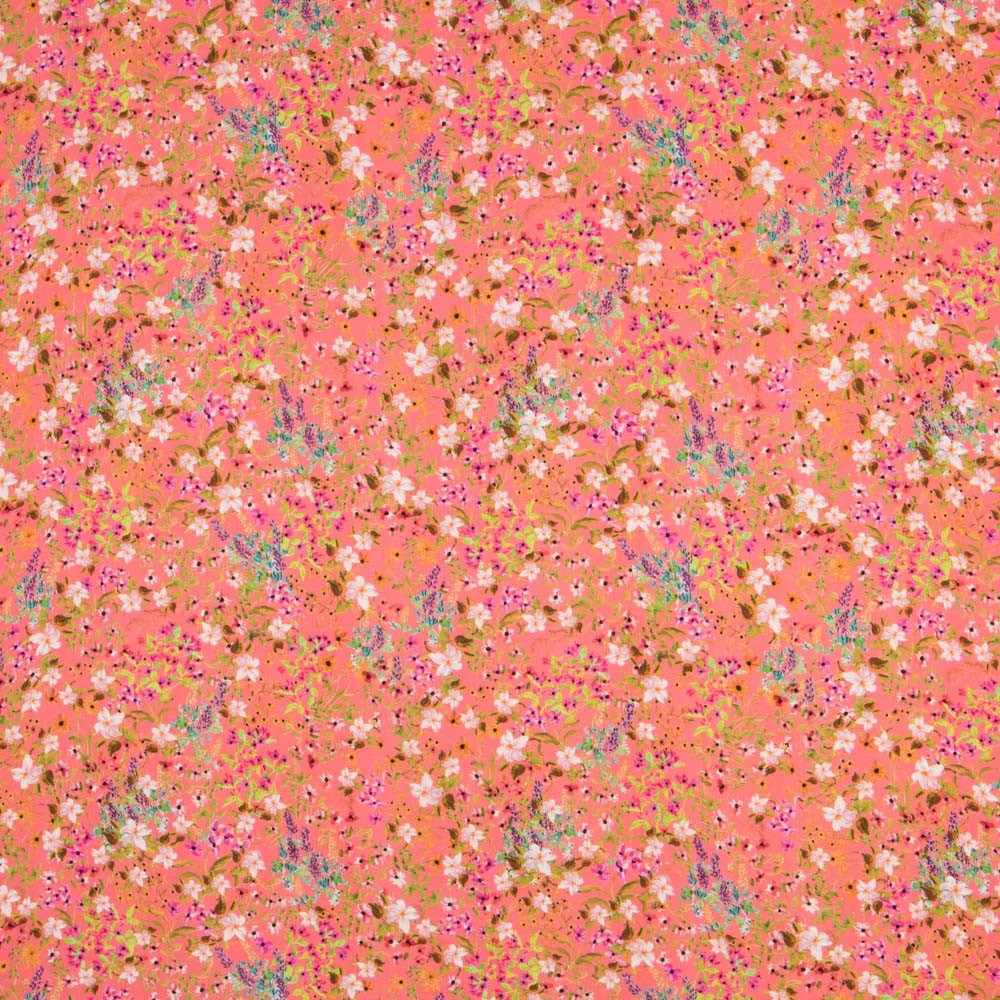 Viscose Faixas Florais Preta - Ribes y Casals