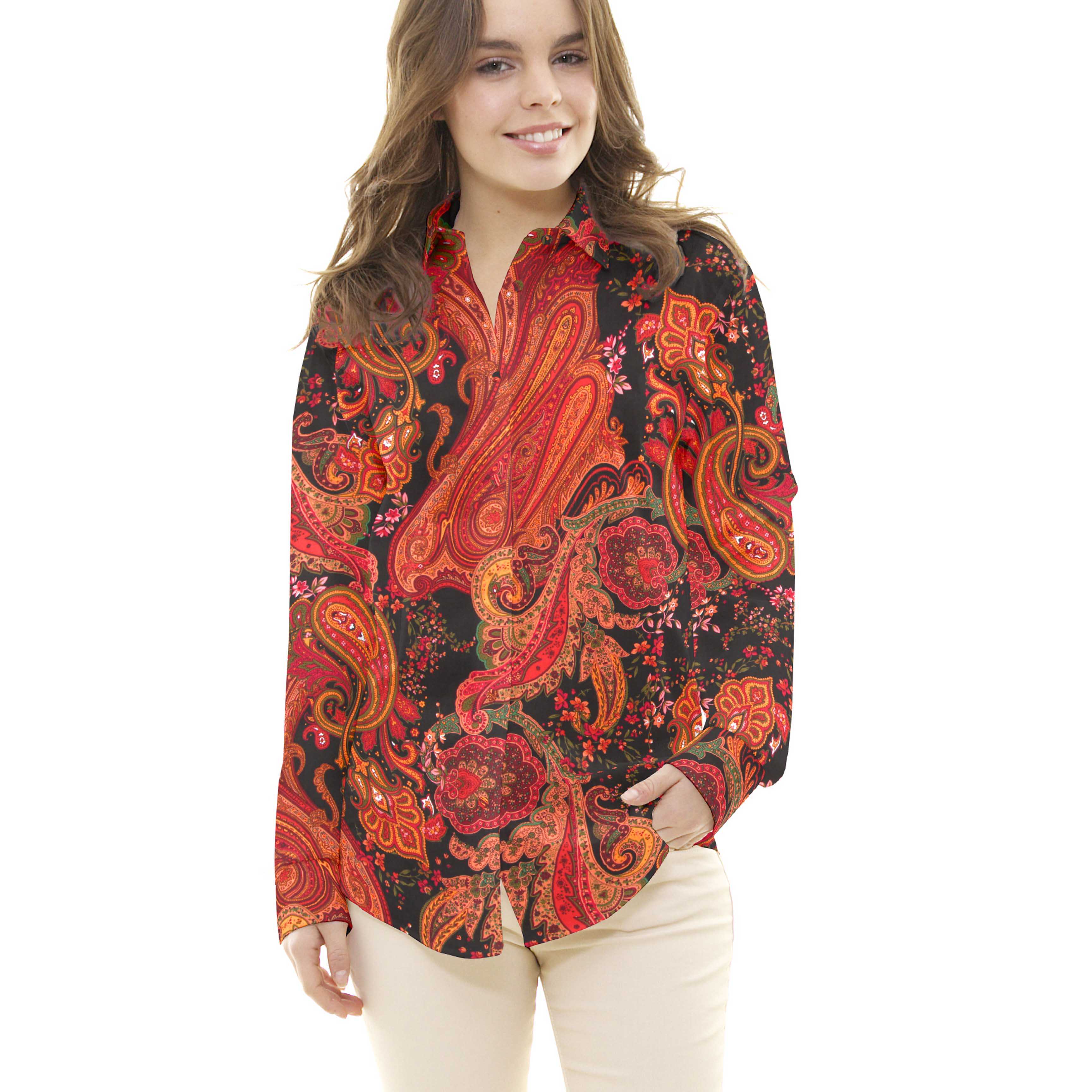 Tecido Viscose Paisley Delhi Preto - Ribes y Casals