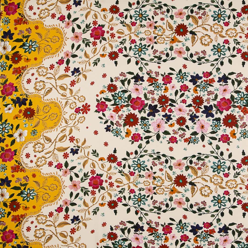 Tecido Viscose Floral Amarela - Ribes y Casals