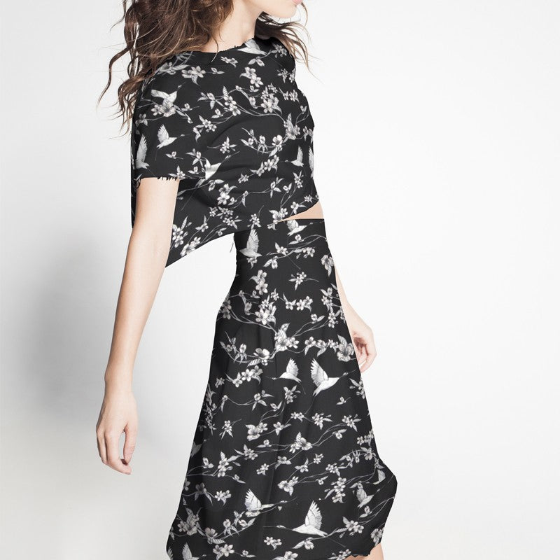 Crepe Marrocain Bouqet Verde Agua - Ribes y Casals