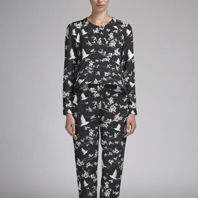 Crepe Marrocain Bouqet Verde Agua - Ribes y Casals