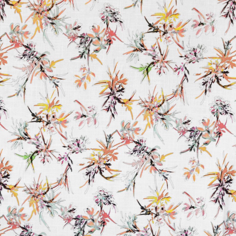 Viscose Elástica Traços Floral Crú - Ribes y Casals