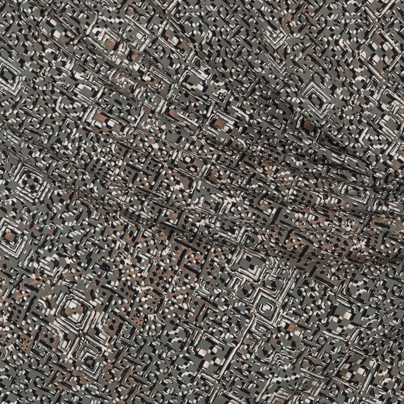 Viscose Estampado Abstract Kaki - Ribes y Casals