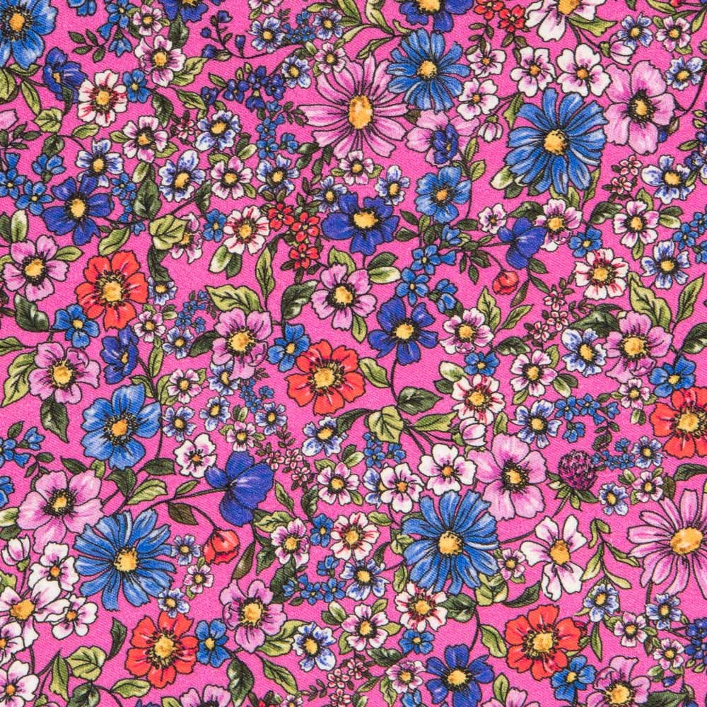 Viscose Faixas Florais Preta - Ribes y Casals