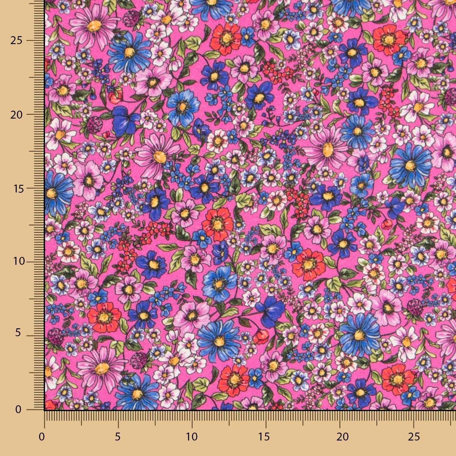 Viscose Faixas Florais Preta - Ribes y Casals