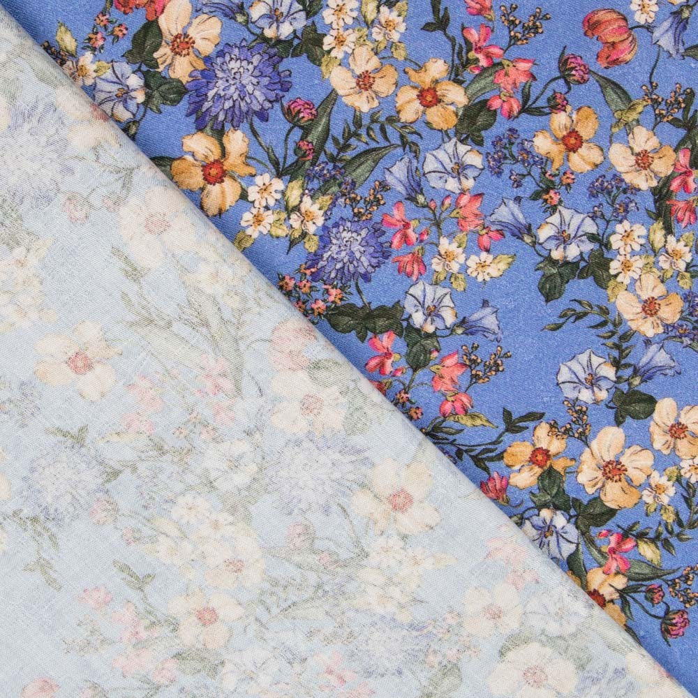 Retal Viscosa Estampada Botánico Azulón 100x145 cm - Ribes y Casals