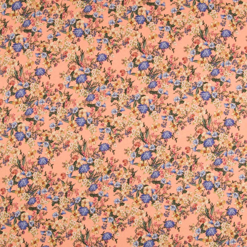 Viscose Faixas Florais Preta - Ribes y Casals