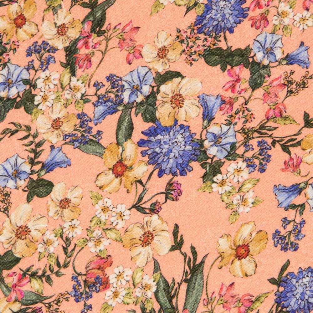 Retal Viscosa Estampada Botánico Melocotón 100x145 cm - Ribes y Casals