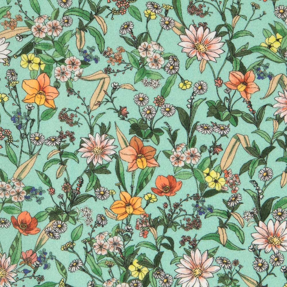 Viscose Faixas Florais Preta - Ribes y Casals