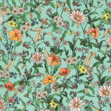 Viscose Faixas Florais Preta - Ribes y Casals