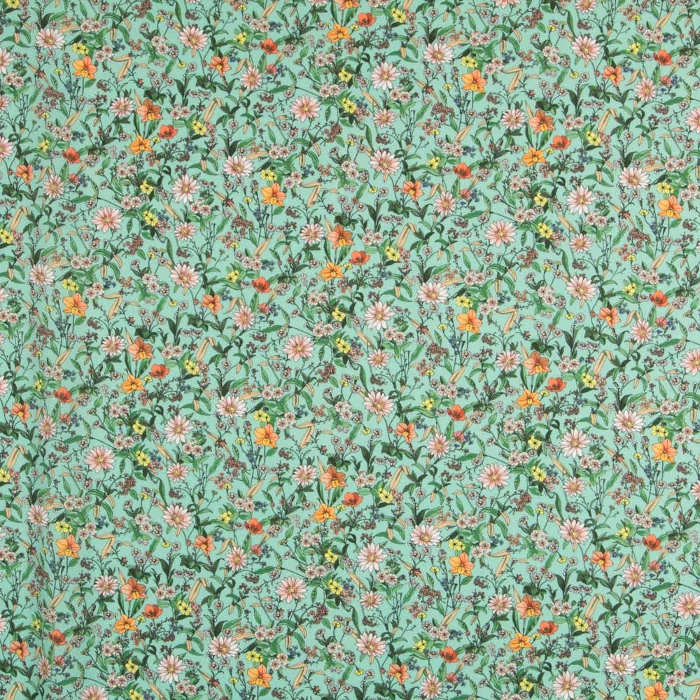 Viscose Faixas Florais Preta - Ribes y Casals