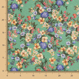 Viscose Faixas Florais Preta - Ribes y Casals