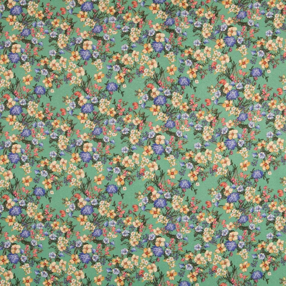 Viscose Faixas Florais Preta - Ribes y Casals