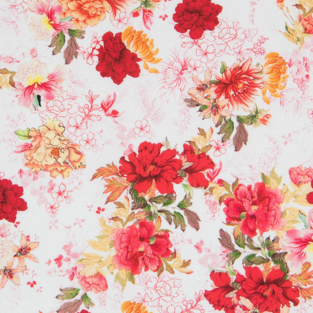 Viscose Faixas Florais Preta - Ribes y Casals