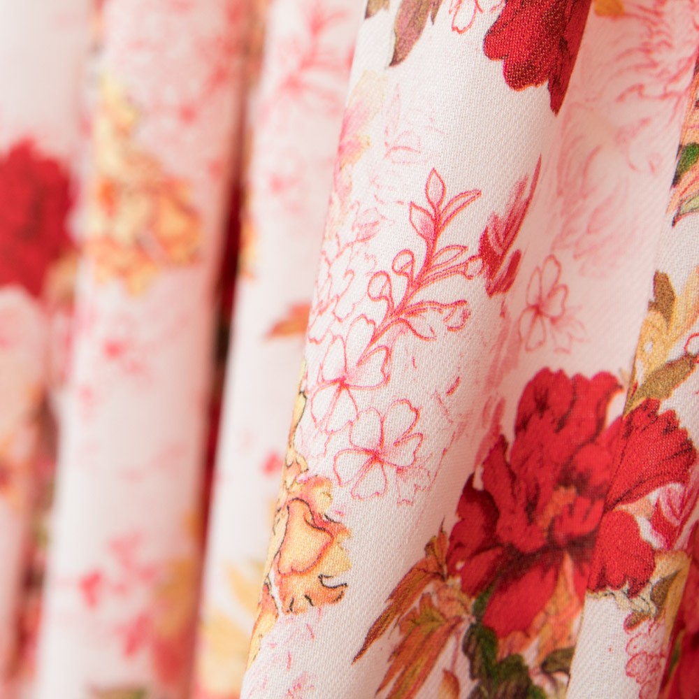 Viscose Faixas Florais Preta - Ribes y Casals