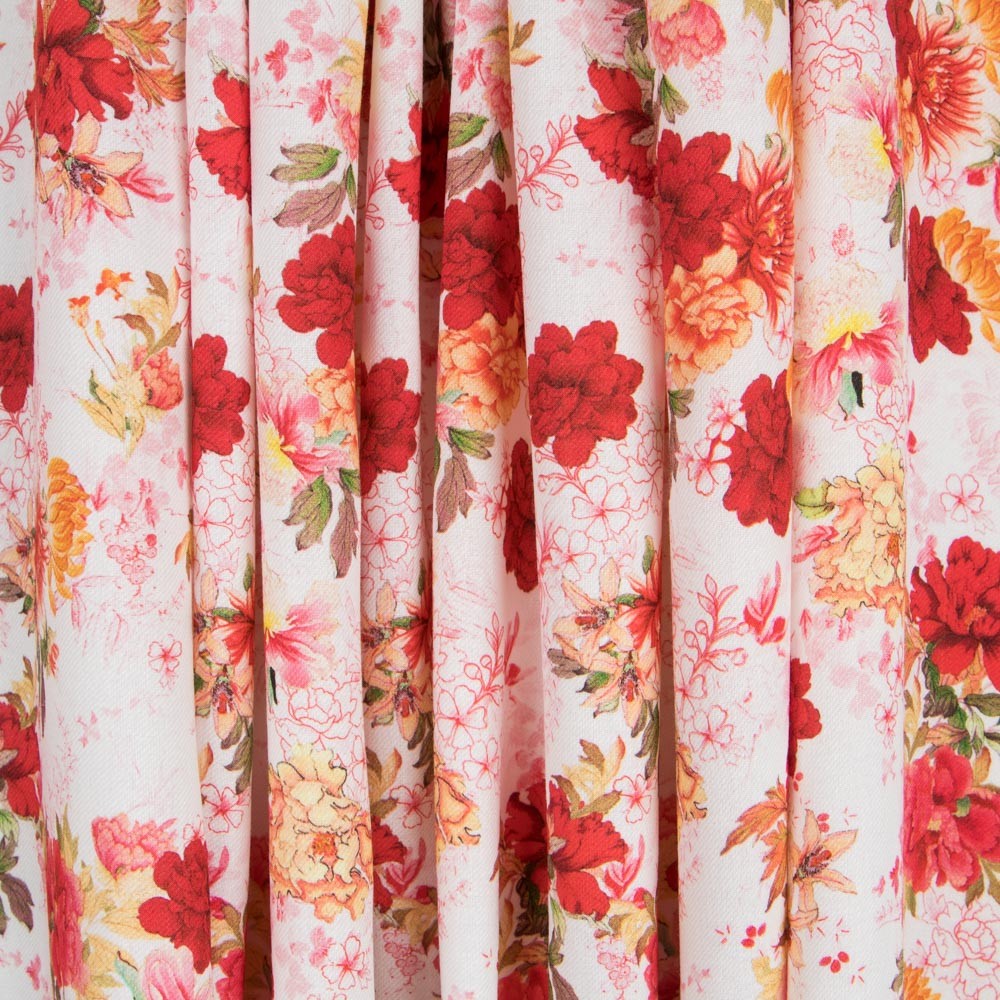 Viscose Faixas Florais Preta - Ribes y Casals