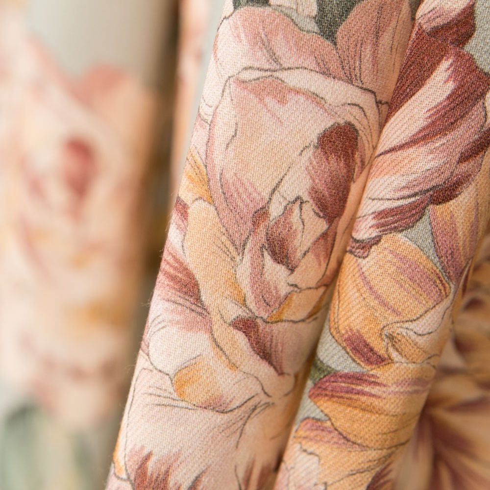 Viscose Faixas Florais Preta - Ribes y Casals